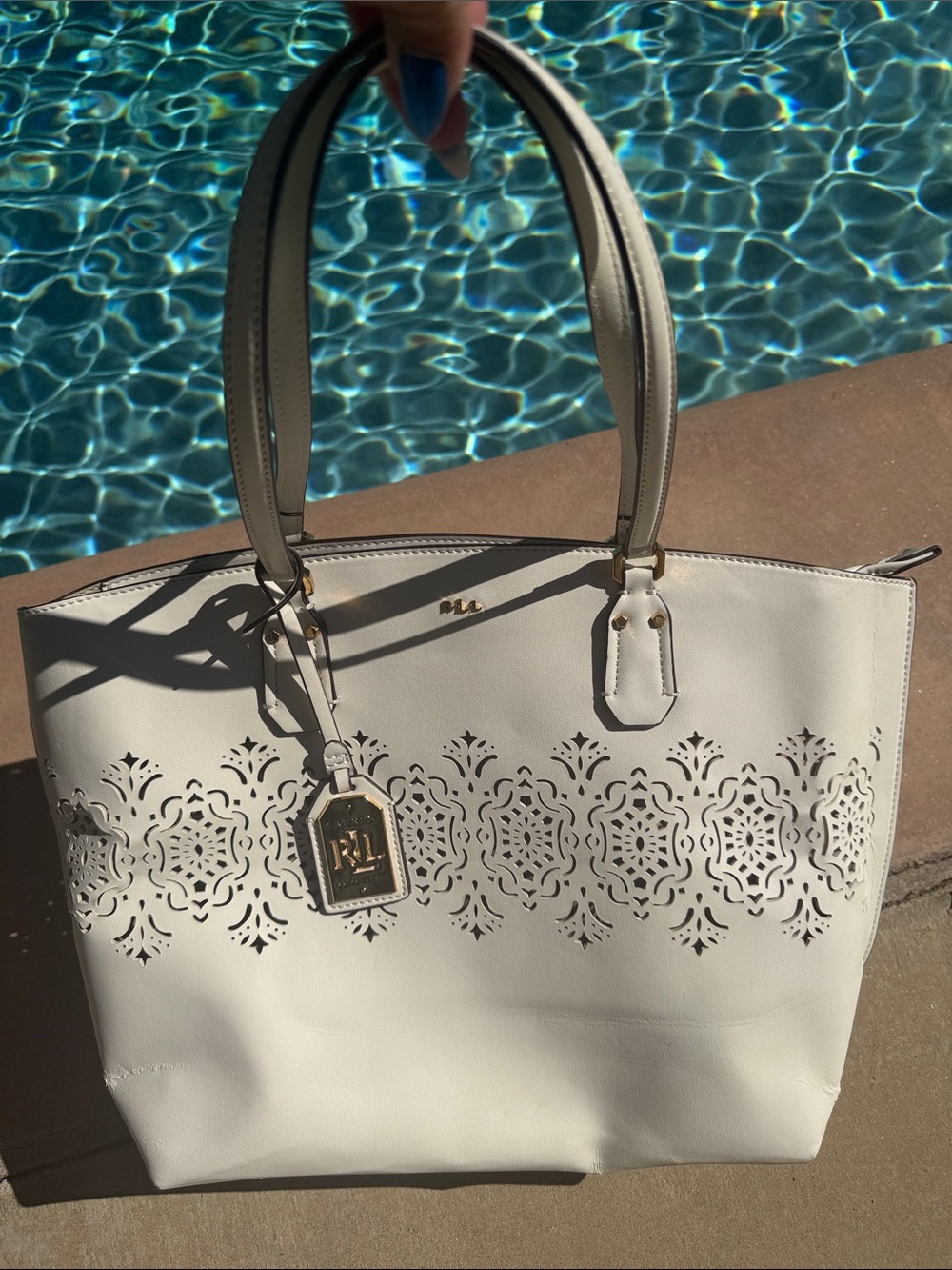LAUREN RALPH LAUREN LASER CUT TOTE PURSE